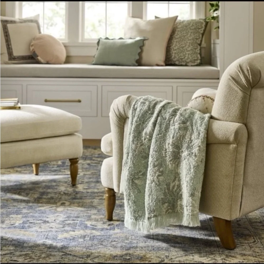 Easter Throw Jacquard Floral Green 50